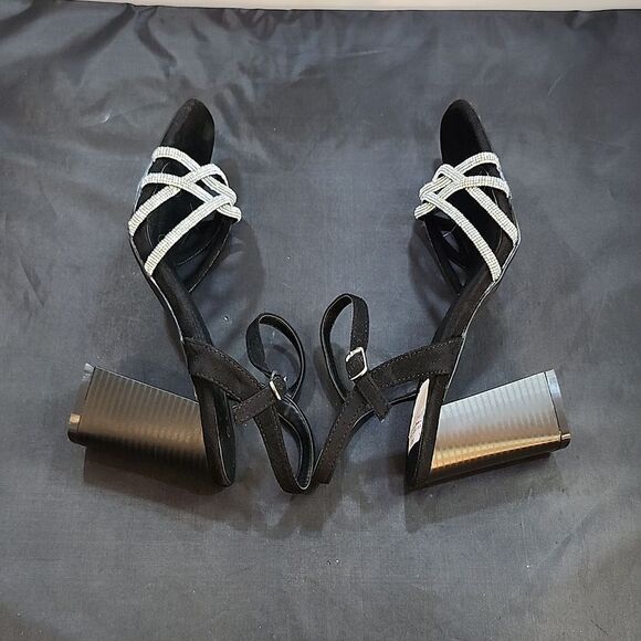 BRAND NEW GLAZE WOMEN’S BLOCK-HEEL RHINESTONES CRISS-CROSS STRAP SANDAL - Picture 12 of 16